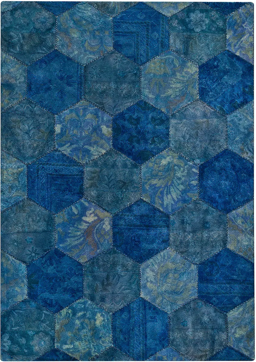 Modern Loom Vintage Honey Comb Turquoise Rug