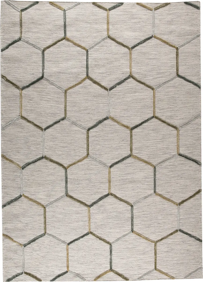 Modern Loom White Patterned Hilo Rug 2