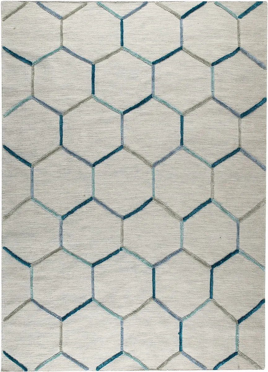 Modern Loom White Patterned Hilo Rug 3