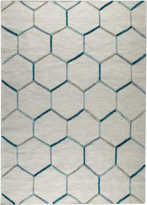 Modern Loom White Patterned Hilo Rug 3