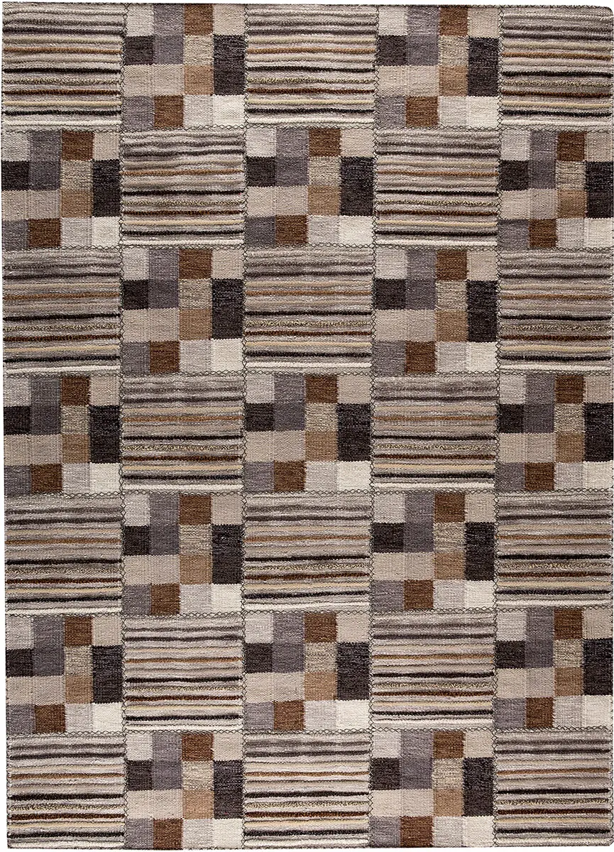 Modern Loom Brown Abstract Patterned Rug