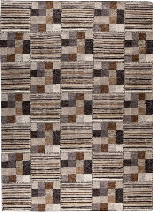 Modern Loom Brown Abstract Patterned Rug