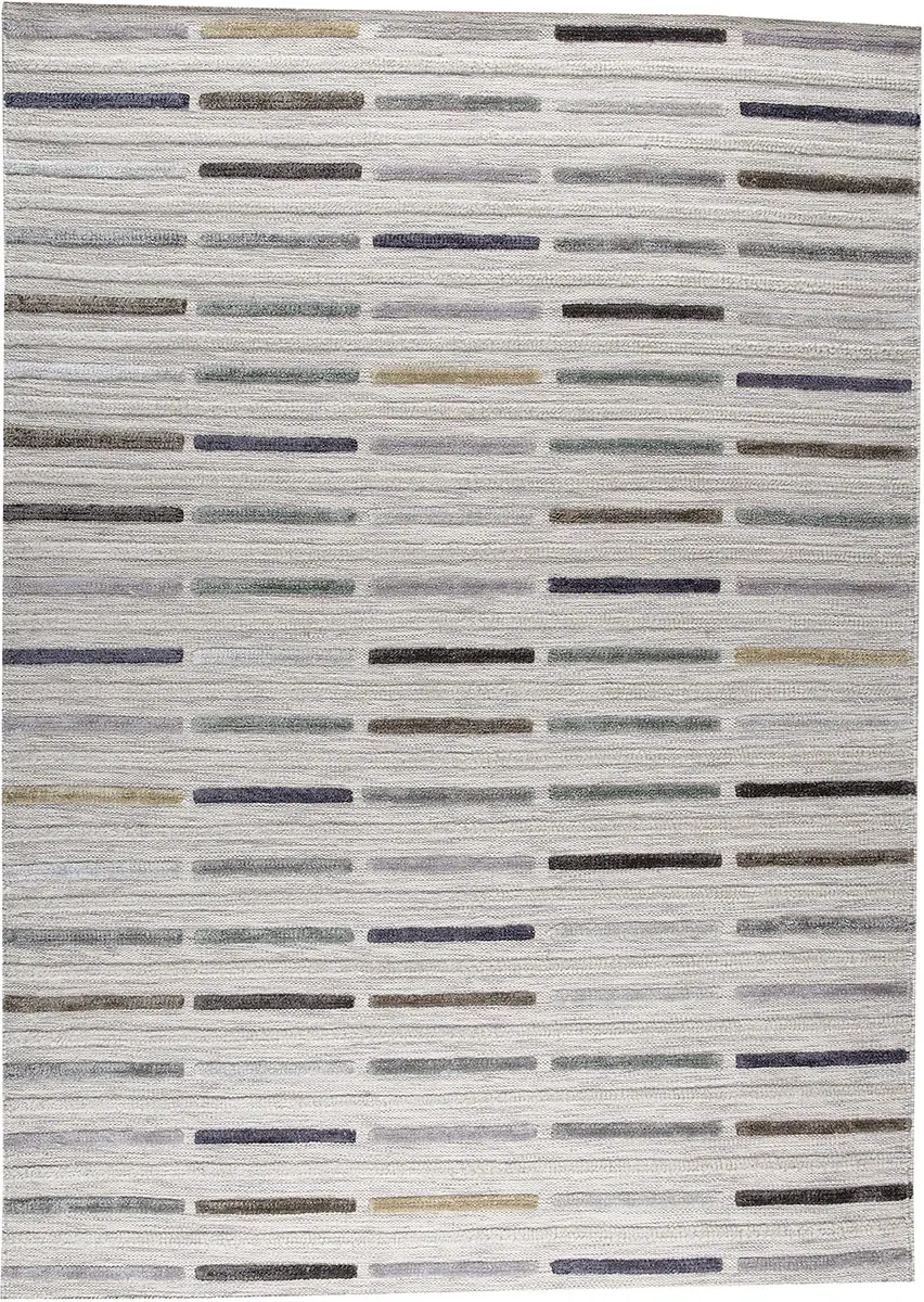 Modern Loom White Patterned Hilo Rug 4