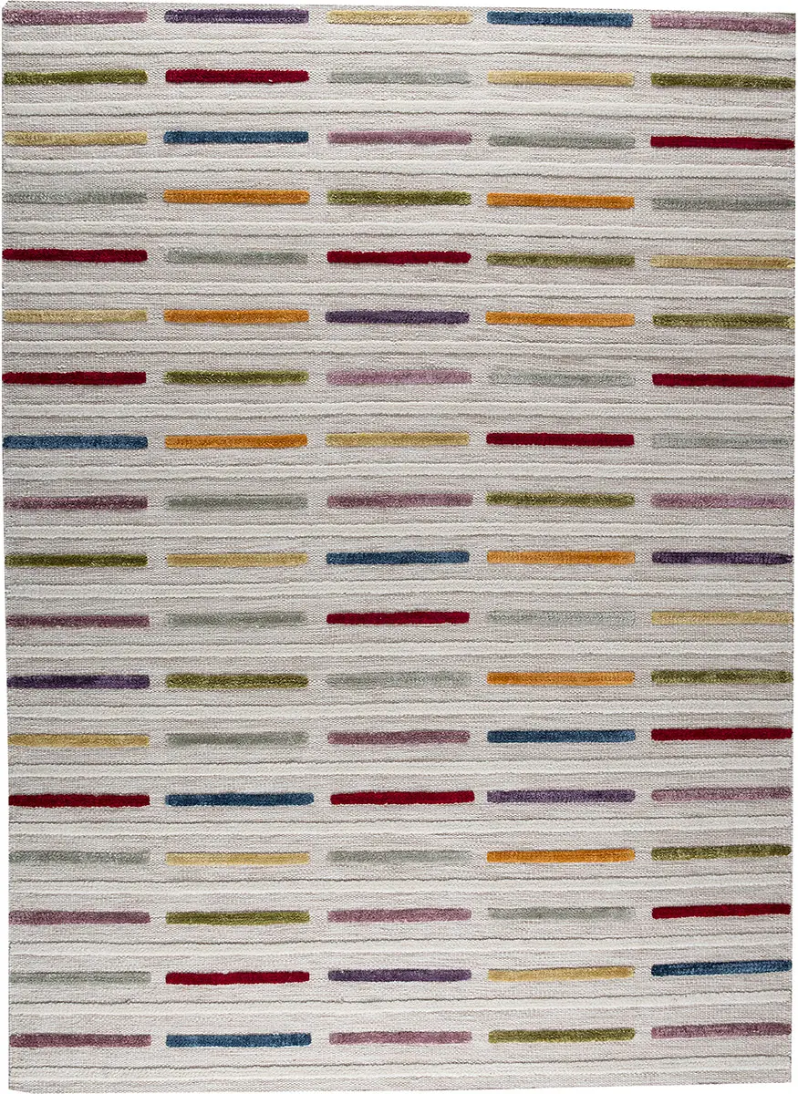 Modern Loom White Patterned Hilo Rug 5