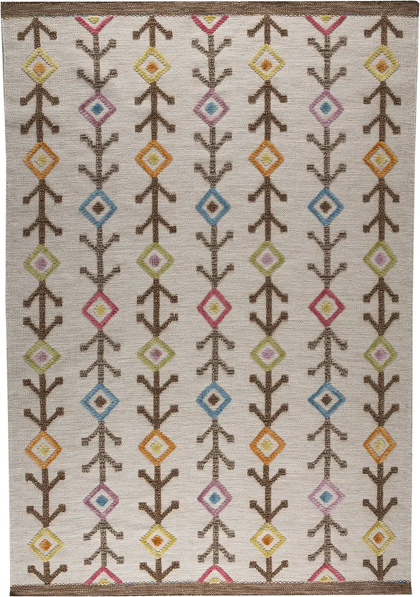 Modern Loom White Patterned Flatweave Rug