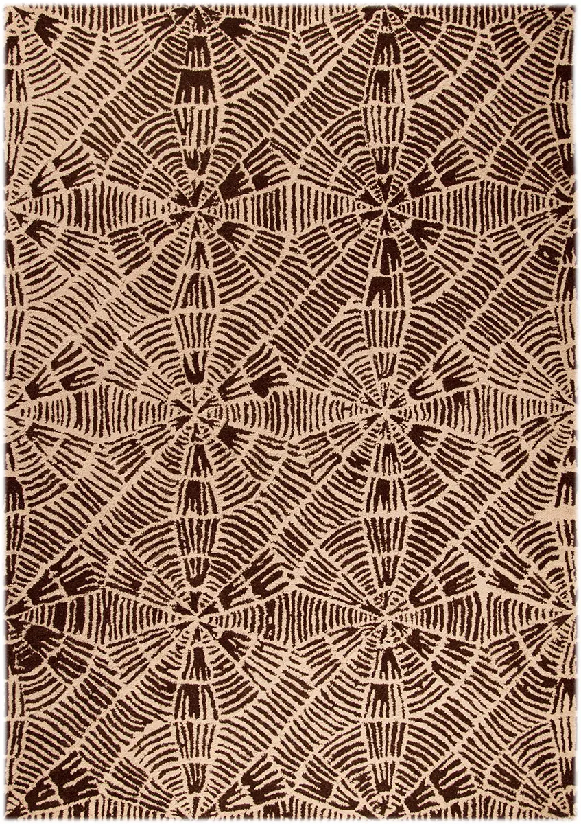 Modern Loom Orange Labyrinth Beige Brown Rug