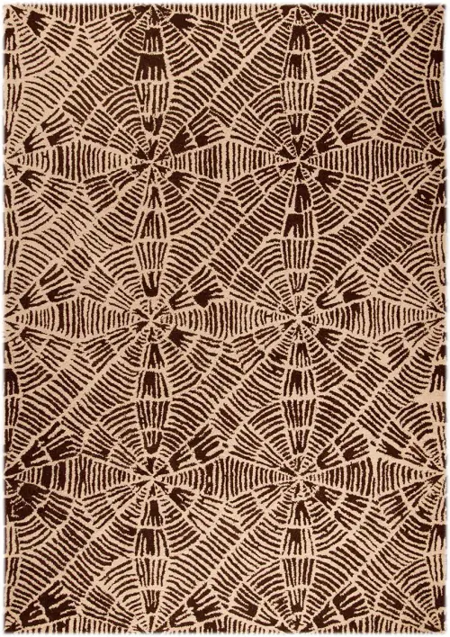 Modern Loom Orange Labyrinth Beige Brown Rug