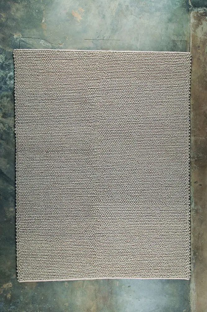 Modern Loom Beige Solid Color Wool Rug 2