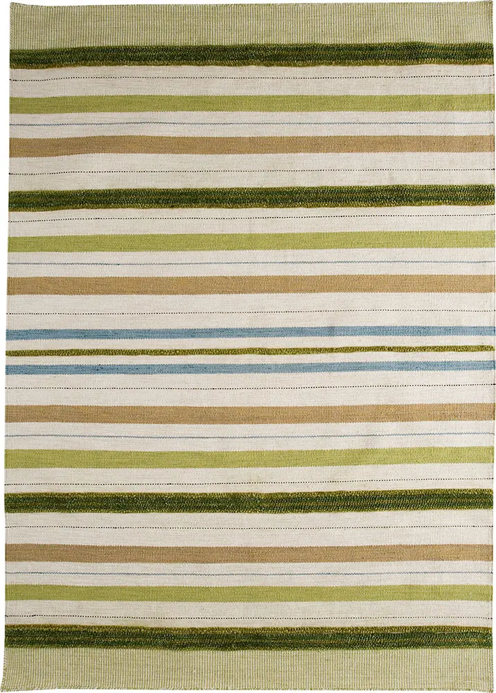 Modern Loom Green Striped Rug