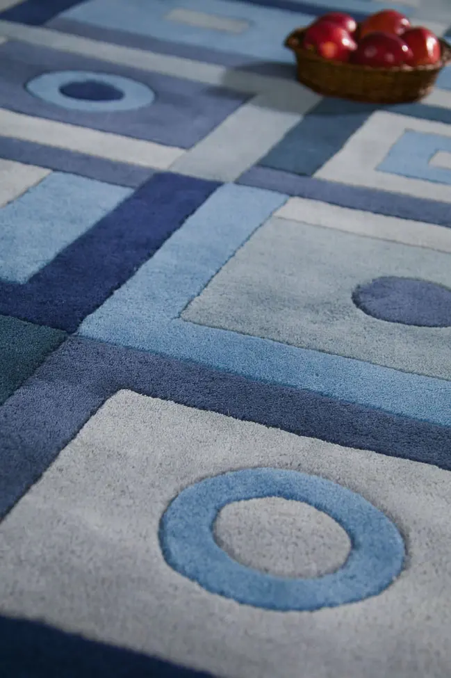 Modern Loom Blue Hilo Abstract Rug 2