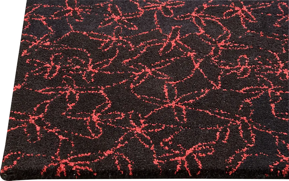 Modern Loom Red Floral Hilo Rug