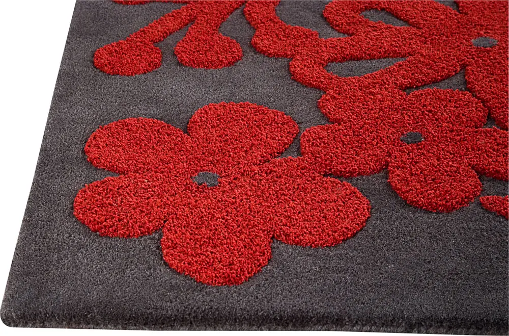Modern Loom Red Hilo Floral Rug