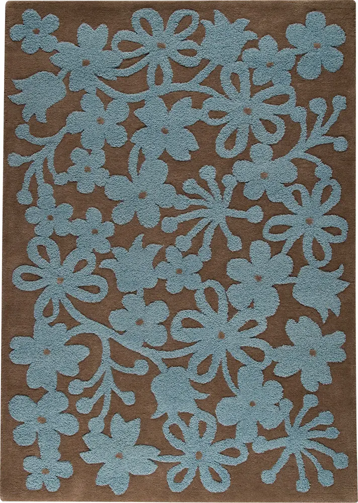 Modern Loom Blue Hilo Floral Rug