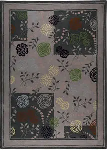 Modern Loom Gray Floral Wool Rug