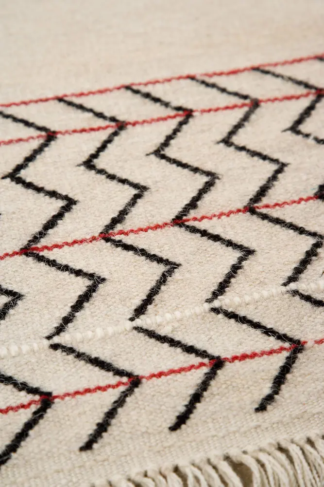 Modern Loom Beige Patterned Wool Rug