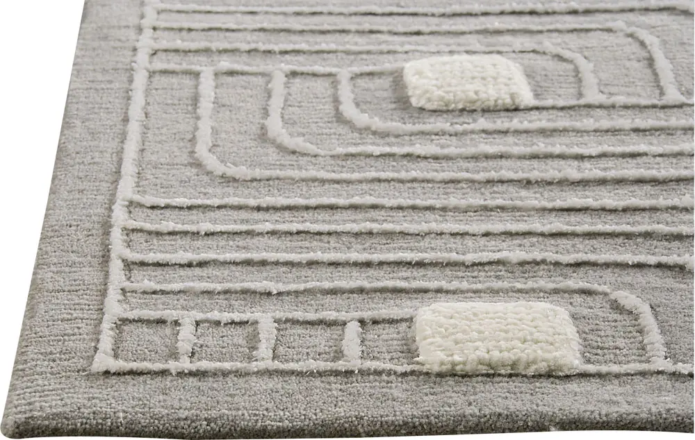 Modern Loom Gray Wool Hilo Rug