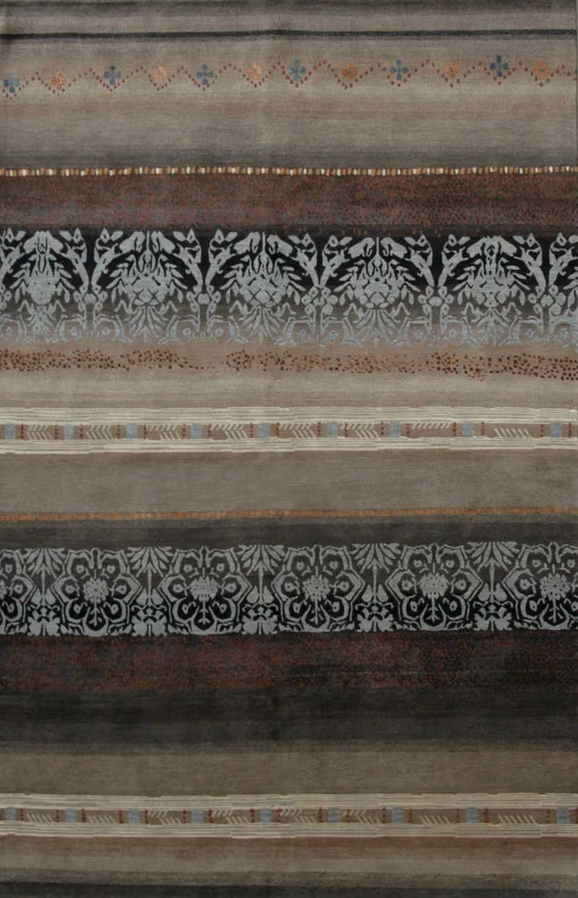 Tibet Rug Company Arabesque 1 Blue Hand Knotted Tibetan Wool Rug