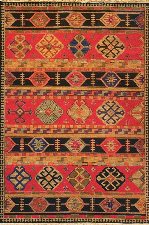 Tibet Rug Company Kazak 2 Red Hand Knotted Tibetan Wool Rug