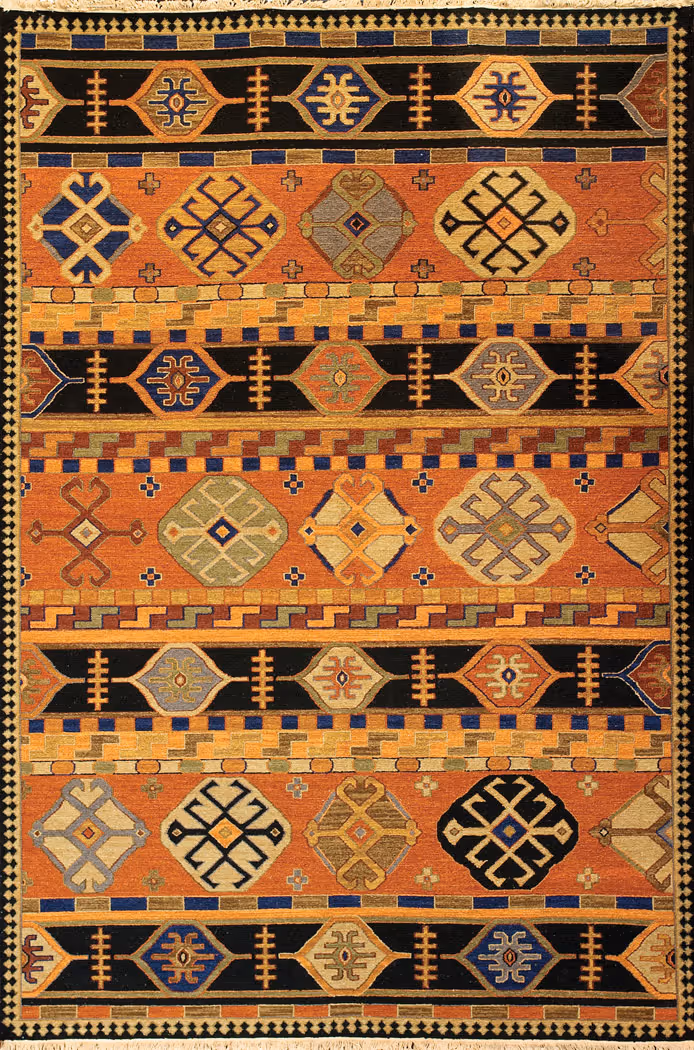 Tibet Rug Company Kazak 3 Brown Hand Knotted Tibetan Wool Rug