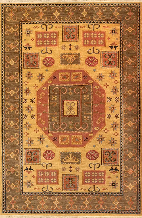 Tibet Rug Company Kazak 5 Brown Hand Knotted Tibetan Wool Rug