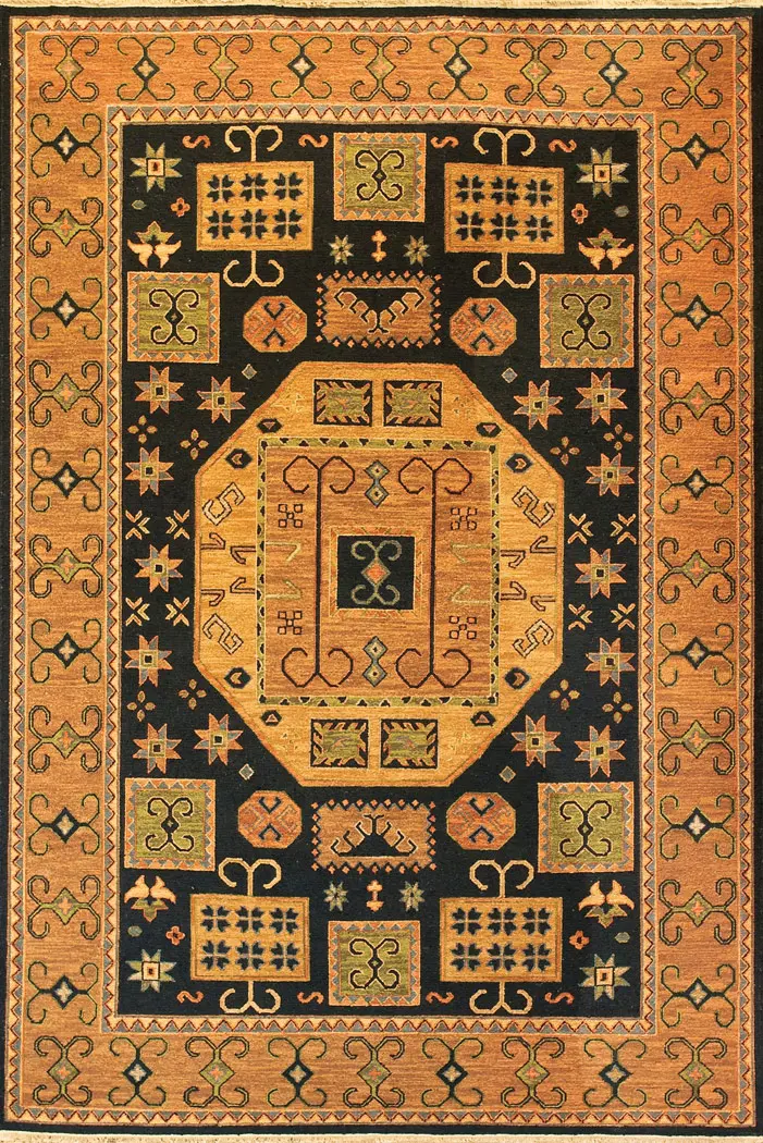Tibet Rug Company Kazak 6 Black Hand Knotted Tibetan Wool Rug