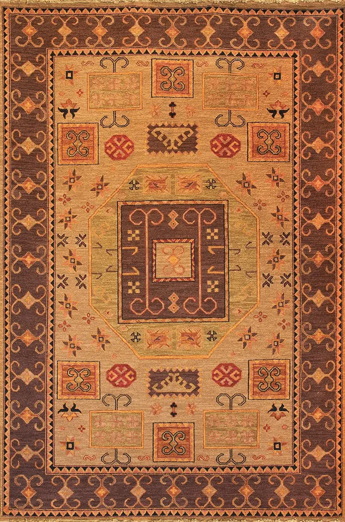 Tibet Rug Company Kazak 7 Brown Hand Knotted Tibetan Wool Rug