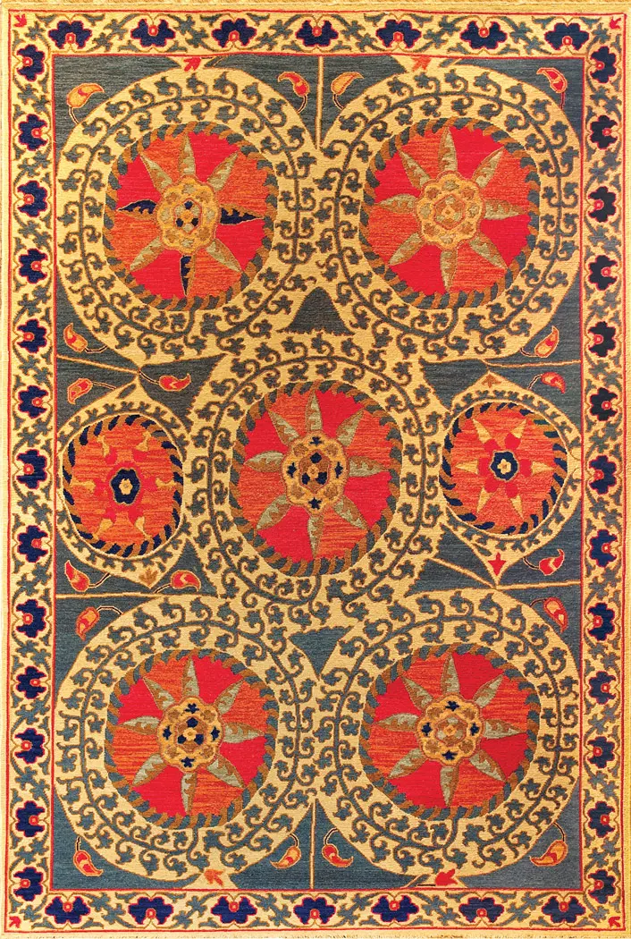Tibet Rug Company Suzani 3 Red Hand Knotted Tibetan Wool Rug