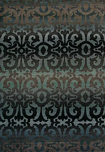 Tibet Rug Company Wrought Iron 1 Blue Hand Knotted Tibetan Wool Rug