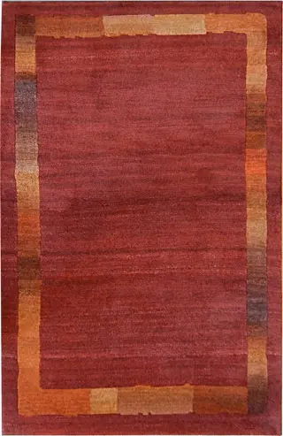 Tibet Rug Company Border Red Red Hand Knotted Tibetan Wool Rug