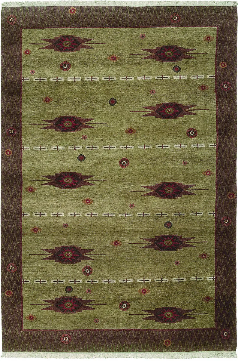 Tibet Rug Company Desertstar  Green Hand Knotted Tibetan Wool Rug