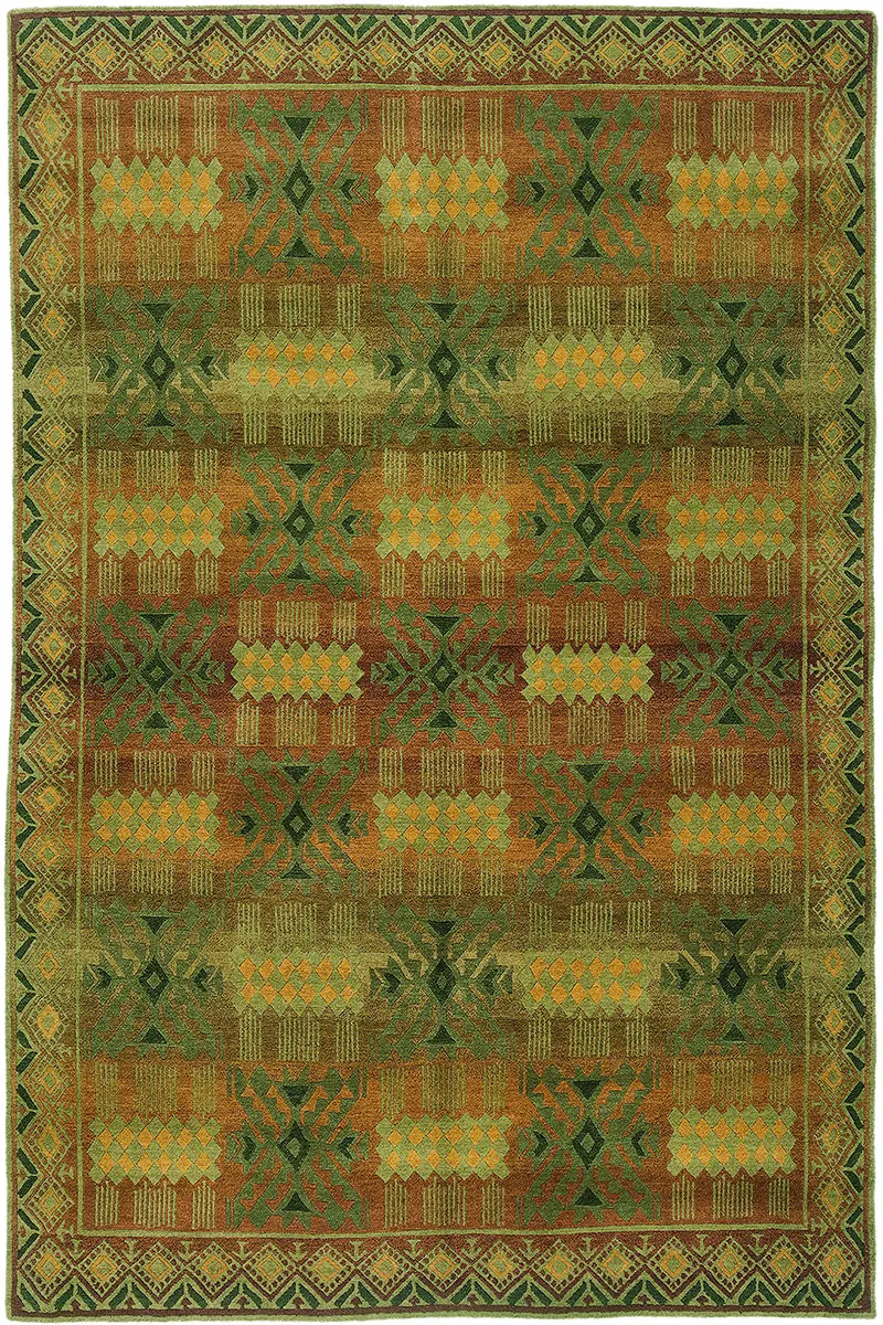 Tibet Rug Company Incagold Green Hand Knotted Tibetan Wool Rug