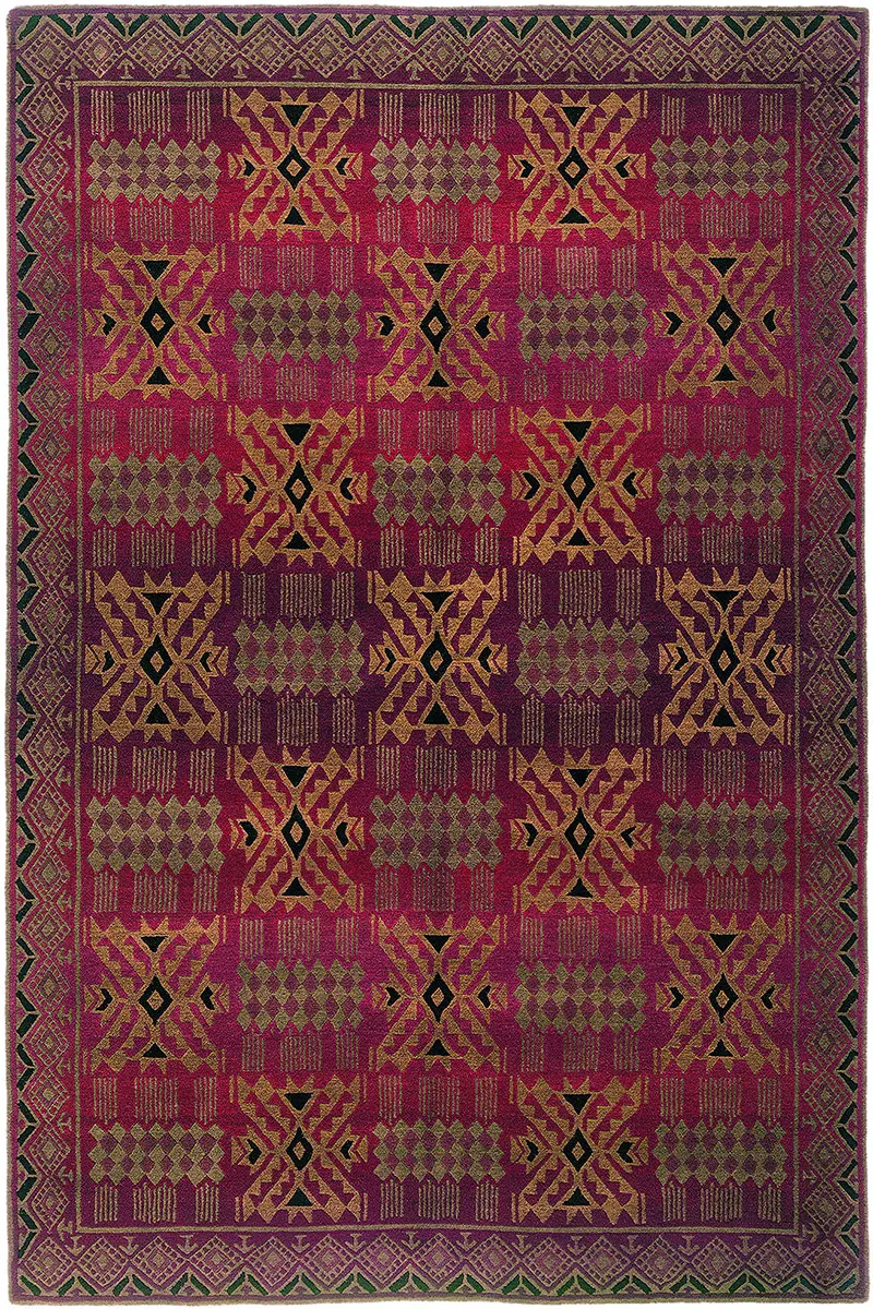 Tibet Rug Company Incared Red Hand Knotted Tibetan Wool Rug