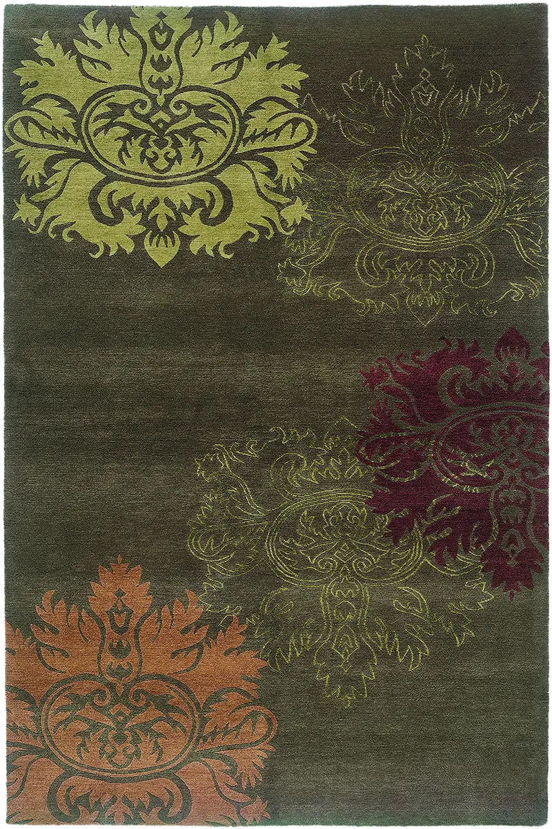 Tibet Rug Company Lotus Multi-Colored Hand Knotted Tibetan Wool Rug