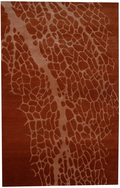 Tibet Rug Company Sea Fan Orange Hand Knotted Tibetan Wool Rug