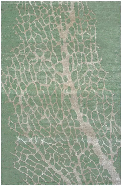 Tibet Rug Company Sea Fan Blue Hand Knotted Tibetan Wool Rug