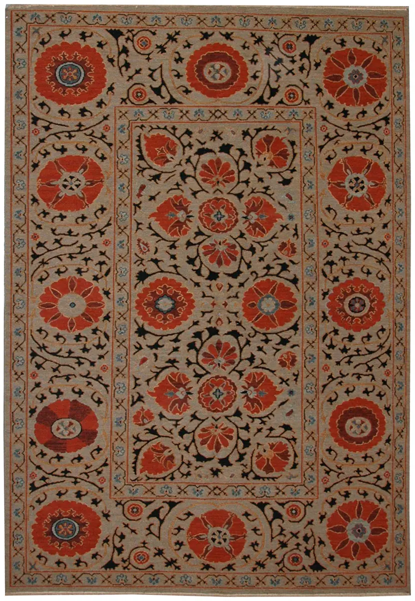 Tibet Rug Company Suzani 12 Blue Hand Knotted Tibetan Wool Rug