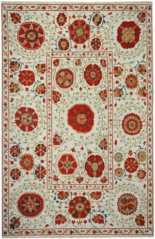 Tibet Rug Company Suzani 8 Blue Hand Knotted Tibetan Wool Rug