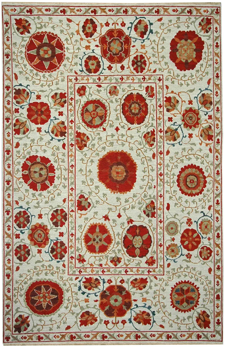 Tibet Rug Company Suzani 8 Blue Hand Knotted Tibetan Wool Rug