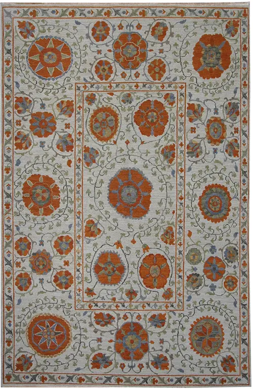 Tibet Rug Company Suzani 9 Red Hand Knotted Tibetan Wool Rug