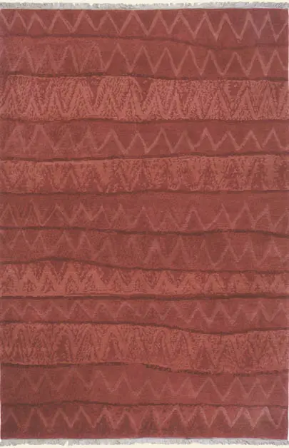 Tibet Rug Company Ric Rac Red Hand Knotted Tibetan Wool Rug