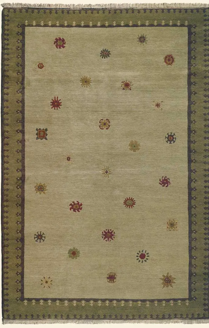 Tibet Rug Company Solsage Green Hand Knotted Tibetan Wool Rug