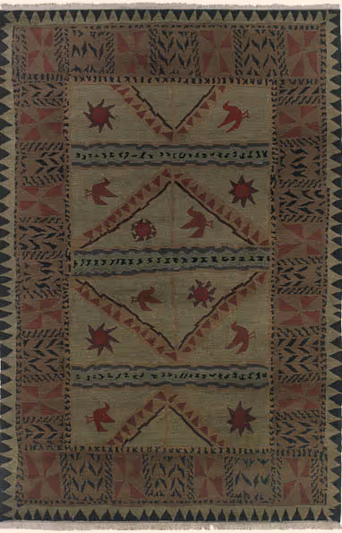 Tibet Rug Company Sundialolive Green Hand Knotted Tibetan Wool Rug