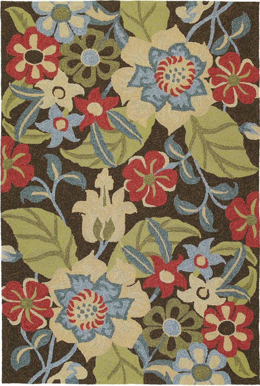 Modern Loom Habitat Chocolate Outdoor Floral Contemporary Rug