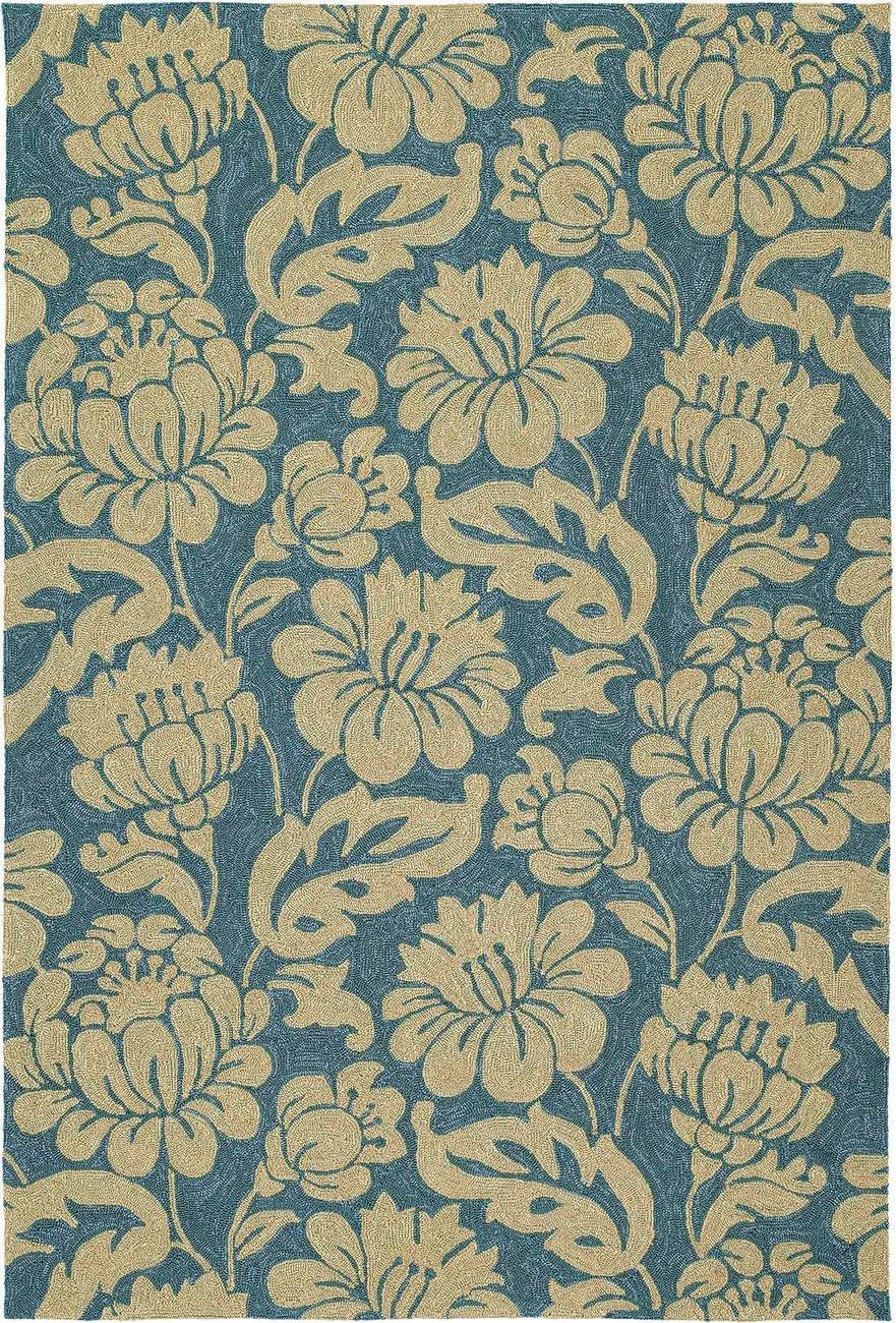 Modern Loom Habitat Sky Blue Outdoor Floral Contemporary Rug