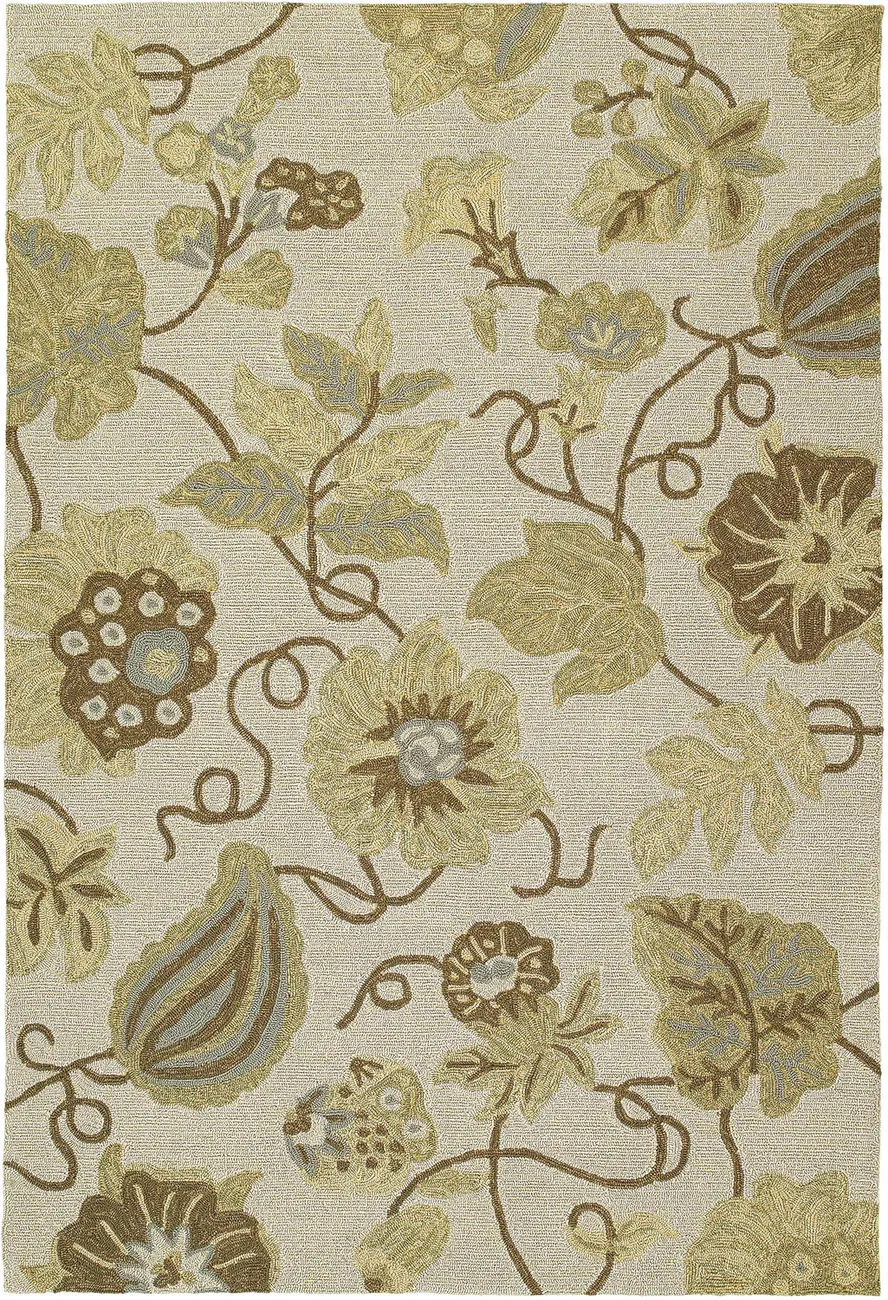 Modern Loom Habitat Sand Outdoor Floral Contemporary Rug 2