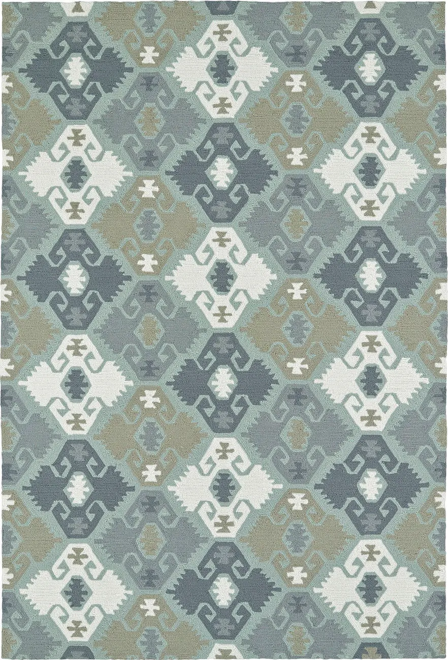 Modern Loom Habitat Pewter Green Outdoor Patterned Modern Rug