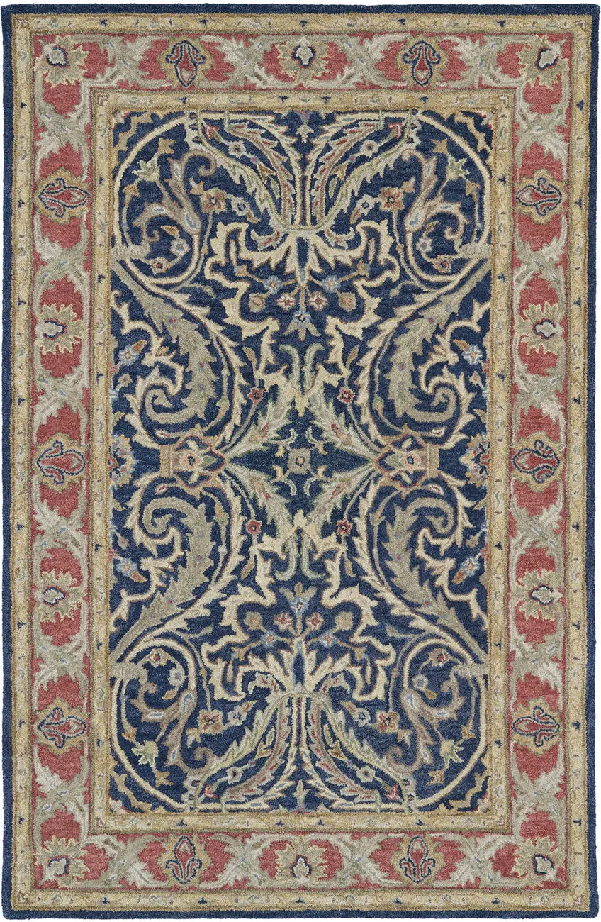 Modern Loom Solomon Hand Tufted Denim Blue Traditional Rug