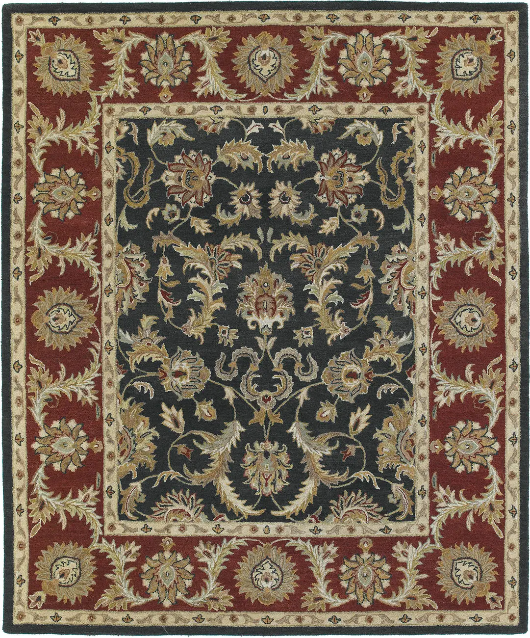 Modern Loom Solomon Hand Tufted Black Traditional Rug