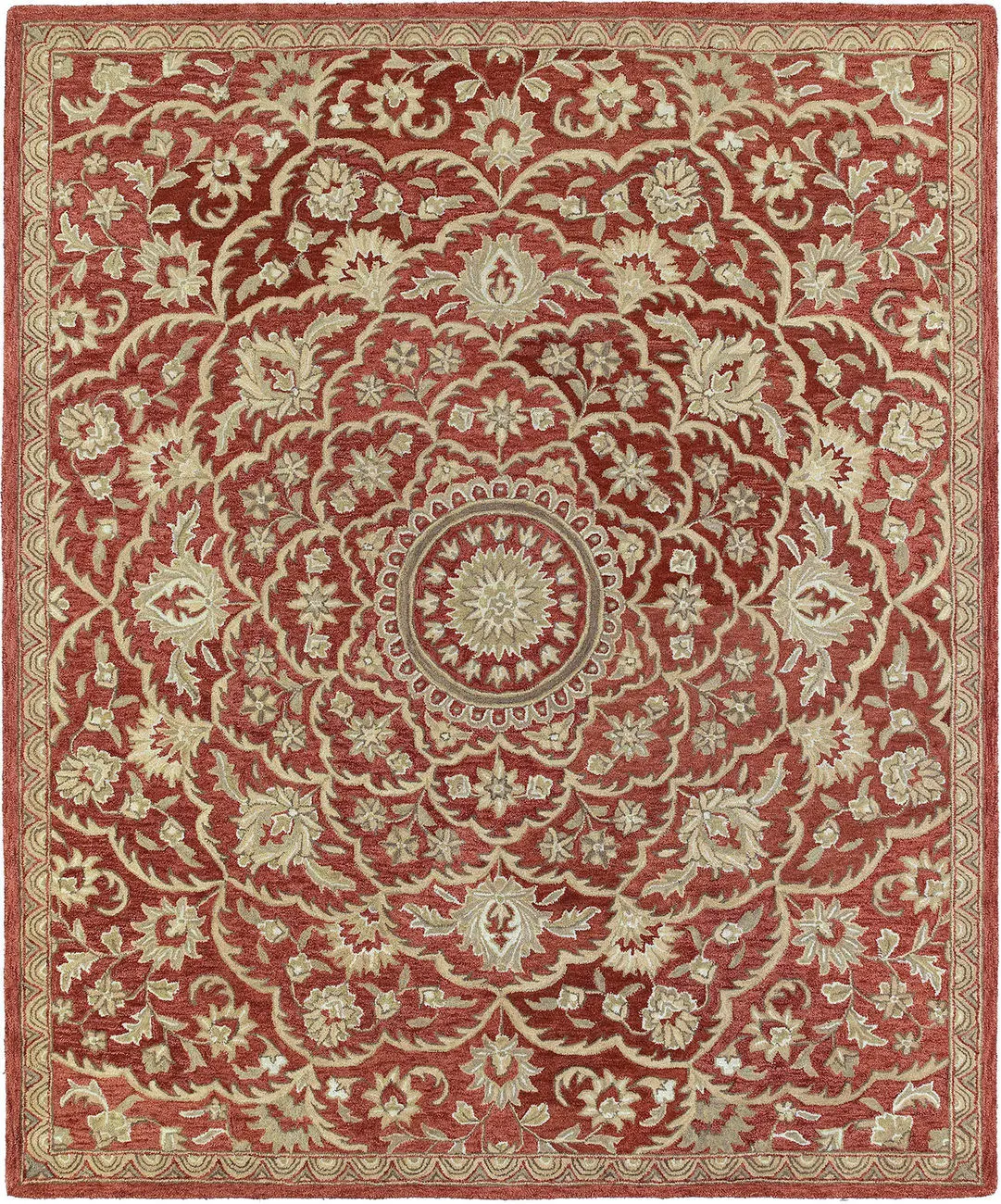 Modern Loom Solomon Hand Tufted Brick Red Traditional Rug