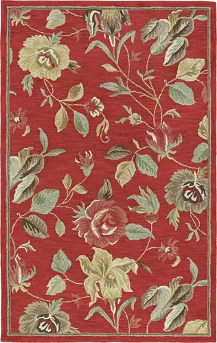 Modern Loom Khazana Raspberry Red Floral Contemporary Rug